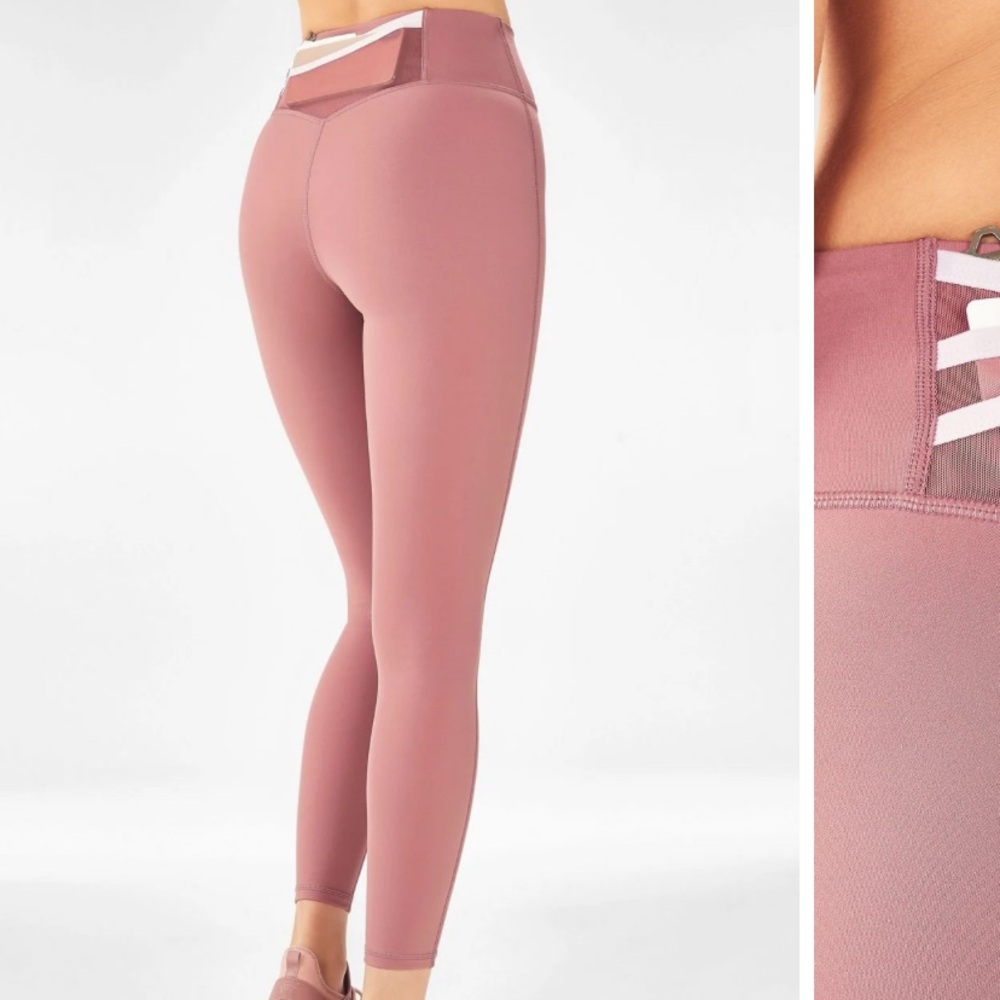 NWT Fabletics Mauve Pink Trinity High-Waisted Pocket Leggings